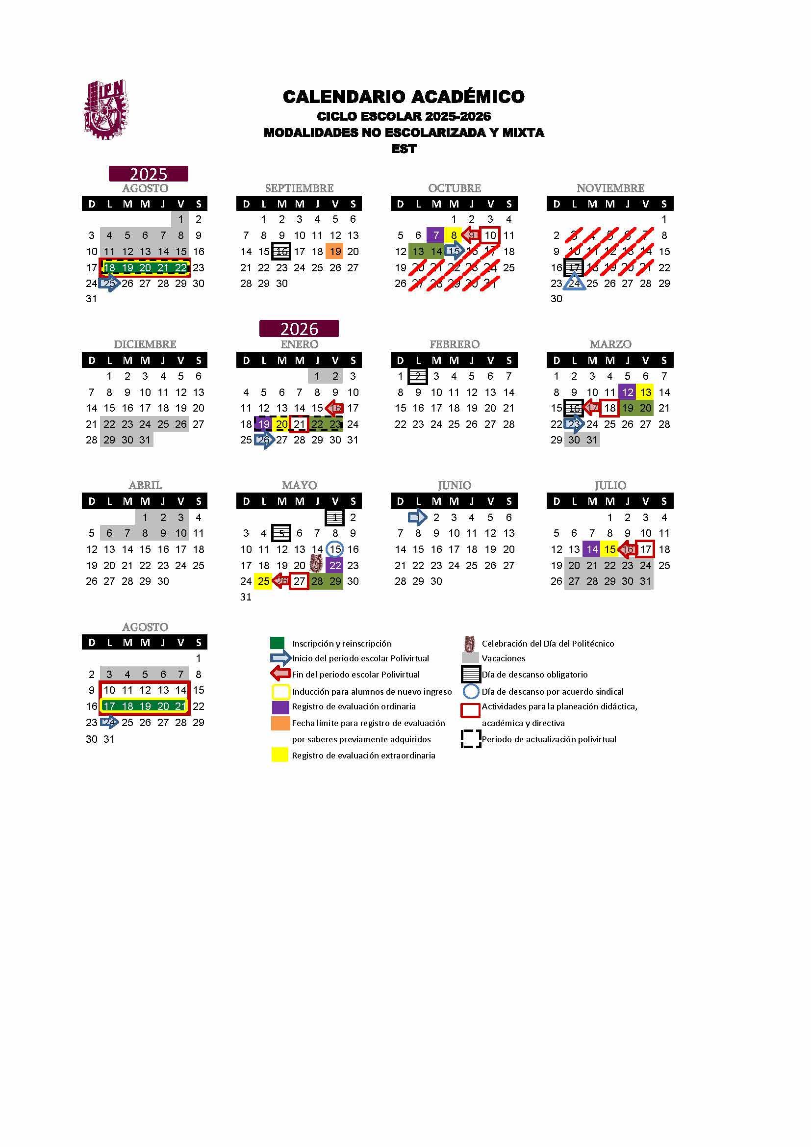 calendario mixta